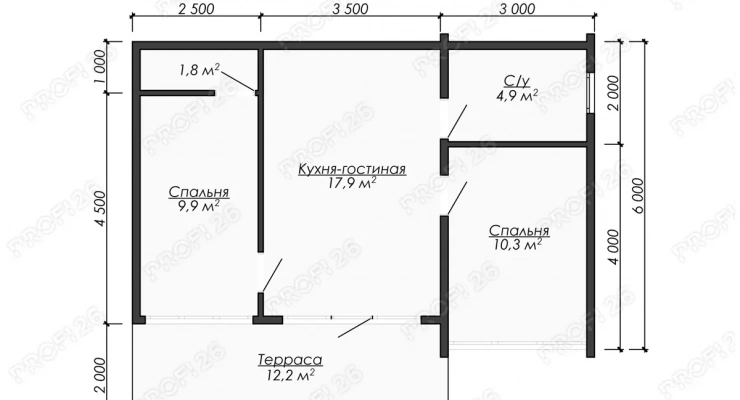 Дом с эксплуатируемой кровлей 9х8-57м2