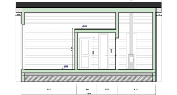Мини БарнХаус 4,4х8,9-49 м²