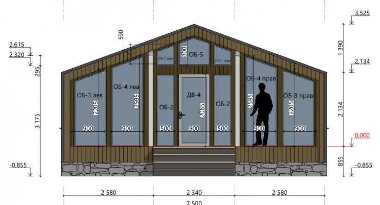 Загородного дома в стиле БарнХаус 6,4х7,3-71 м²
