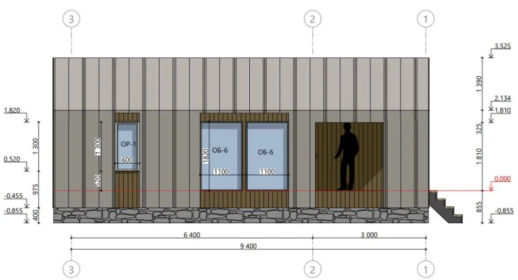 Загородного дома в стиле БарнХаус 6,4х7,3-71 м²