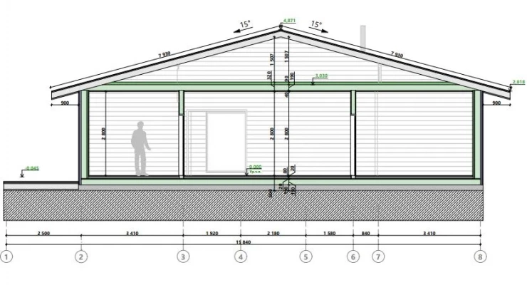 Одноэтажный дом в стиле Фахверк 14,1х15,8-205м²
