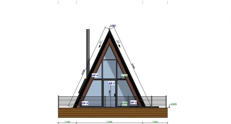 А-фрейм с террасой 5,0х7,0-110 м²
