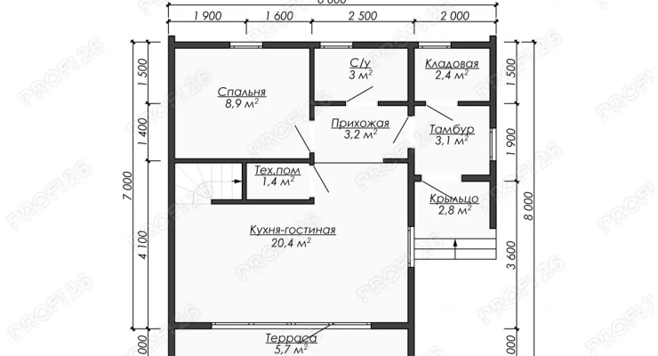 Дом в стиле Барнхаус 8х8-84,6м2
