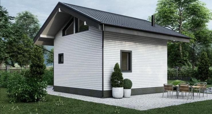 Каркасный дом с панорамным остеклением 6,0х6,0-57 м²