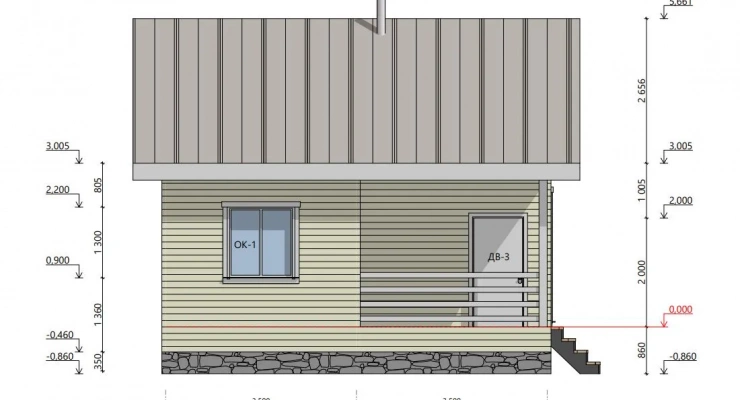 Загородный дом 7,0х8,0-56 м²