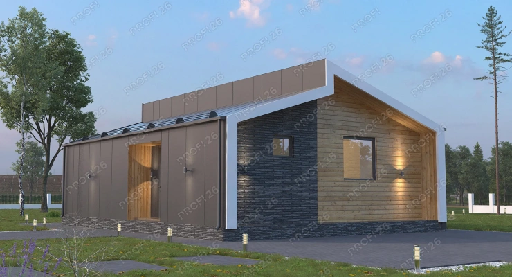 Дом с разноуровневой крышей 9,5x7,2-59м2