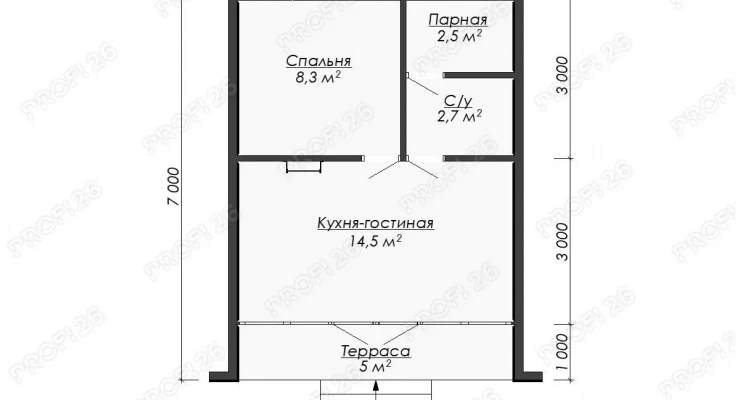 Дом А-фрейм с парной 7х6-42,3м2