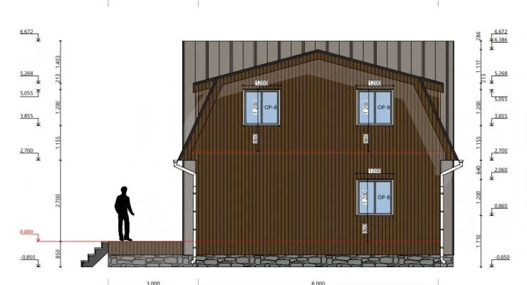 Загородный дом А-фрейм 8,0х11,0-163 м²